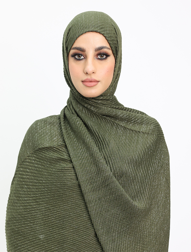 Olive Crinkle Lurex Hijab